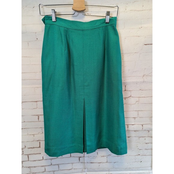 Vintage Christian Dior Womens Skirt Suit Kelly Green Petites 6 Blazer 10 Skirt - Picture 12 of 15